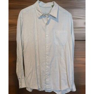 Tommy Bahama 100% Linen Shirt XL Long Sleeve Light Blue-Green Island Wear